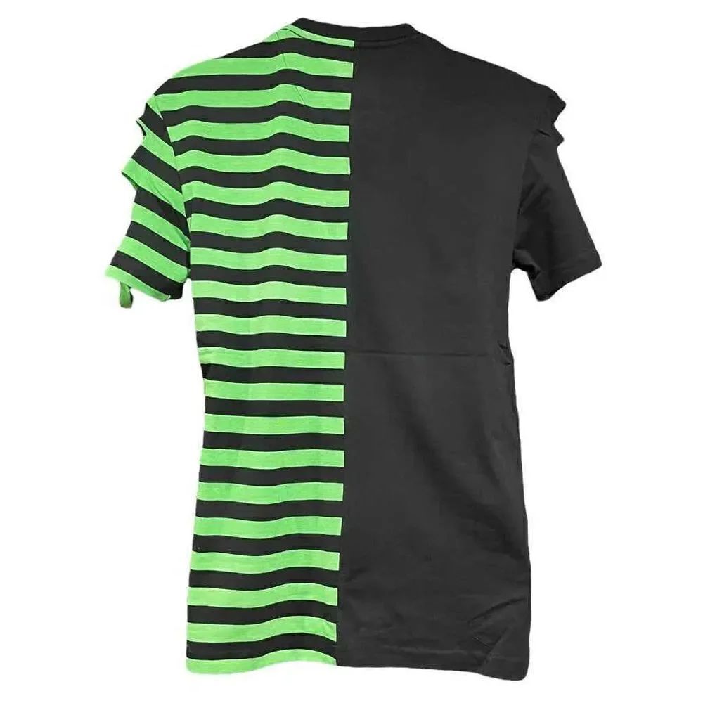 Custom Distressed Green & Black Striped Split T-Shirt Men’s Medium - Picture 2 of 3